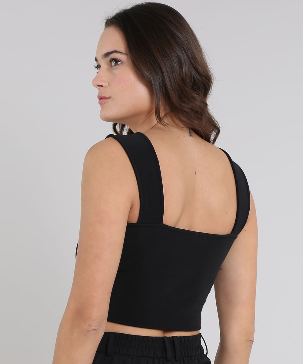 Top Faixa Mindset com Alças Preto