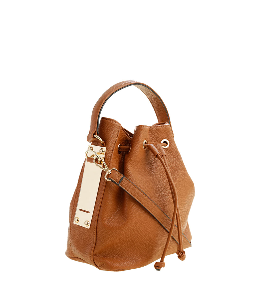 tan suede bucket bolsa