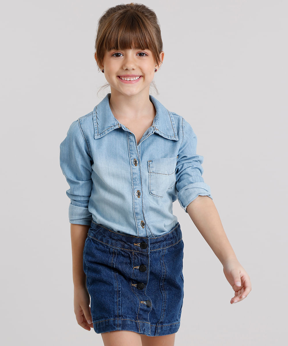 leftovers cash register Leopard Camisa Jeans Infantil com Bolsos Azul Médio - CeA | Moda Feminina,  Masculina, Infantil, Celulares e Beleza