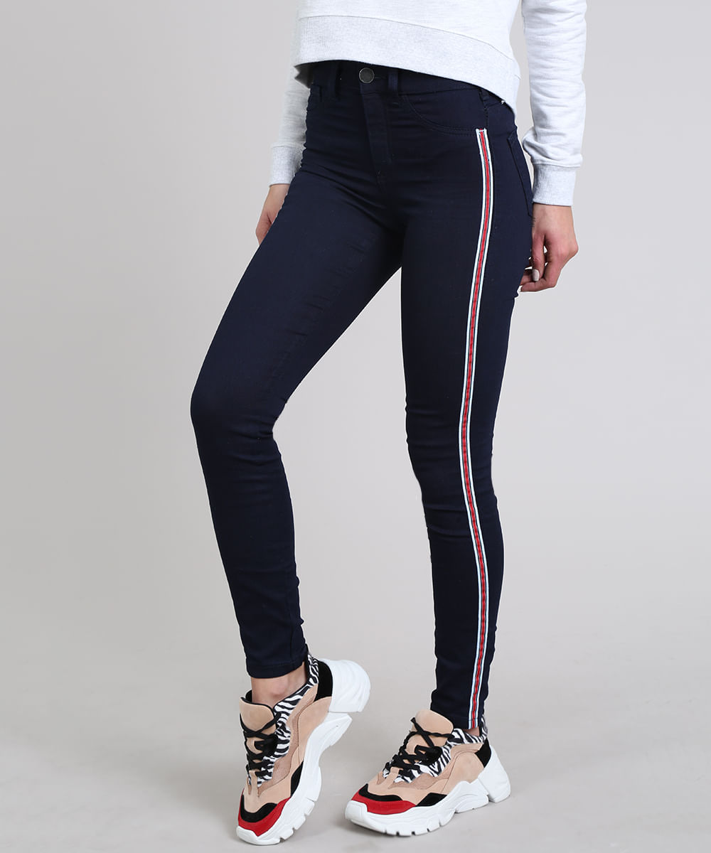 Calça Jeans Feminina Super Skinny Energy Cintura Alta Preta