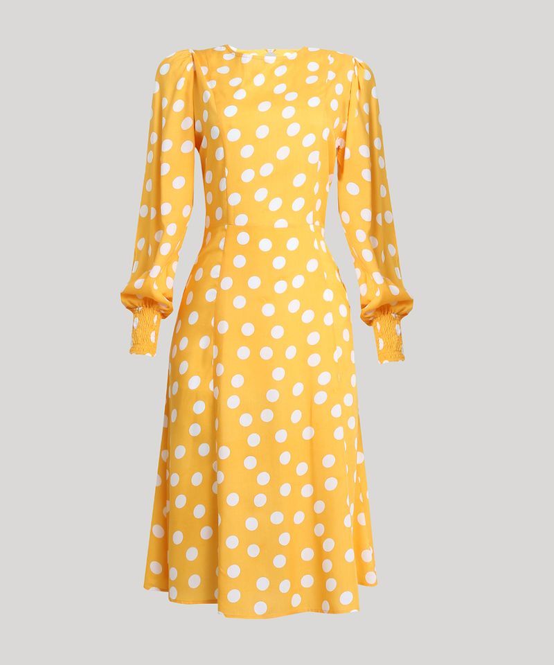 Vestido-Feminino-Midi-Mindset-Estampado-de-Poa-Manga-Longa-Amarelo-9651373-Amarelo_5