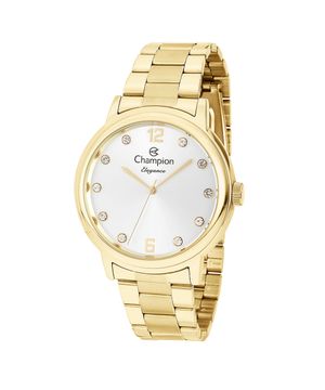 Kit de Relógio Analógico Champion Feminino + Brinco + Colar - CN28437W Dourado