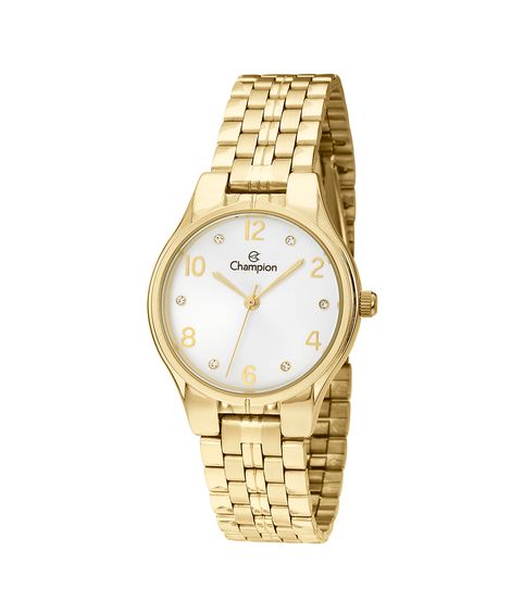 kit relógio feminino champion analógico cn28339w dourado