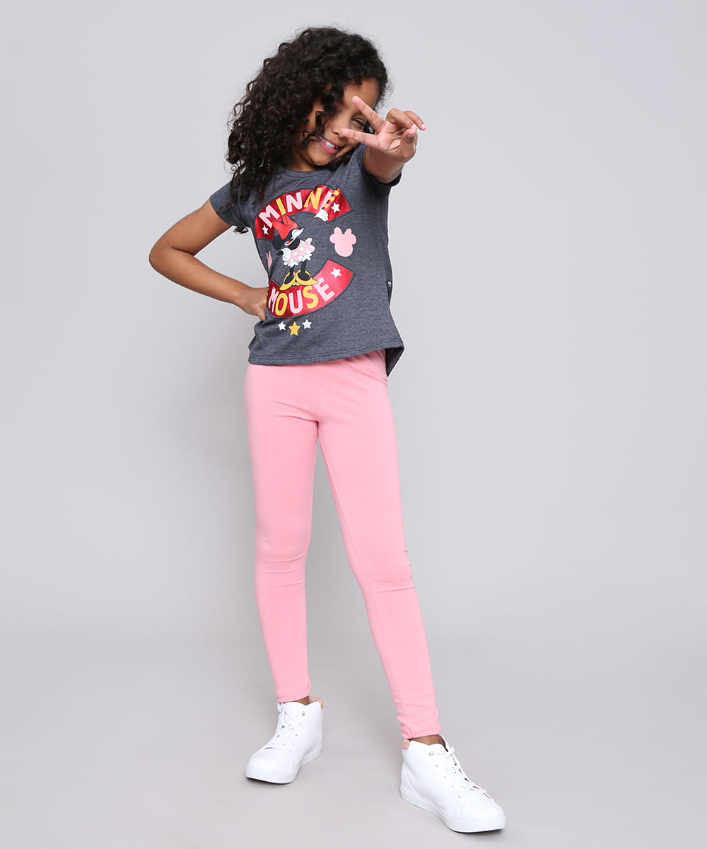 Calça Legging Infantil Canelada Rosa