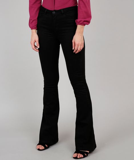 Calça de Sarja Feminina Flare Preta