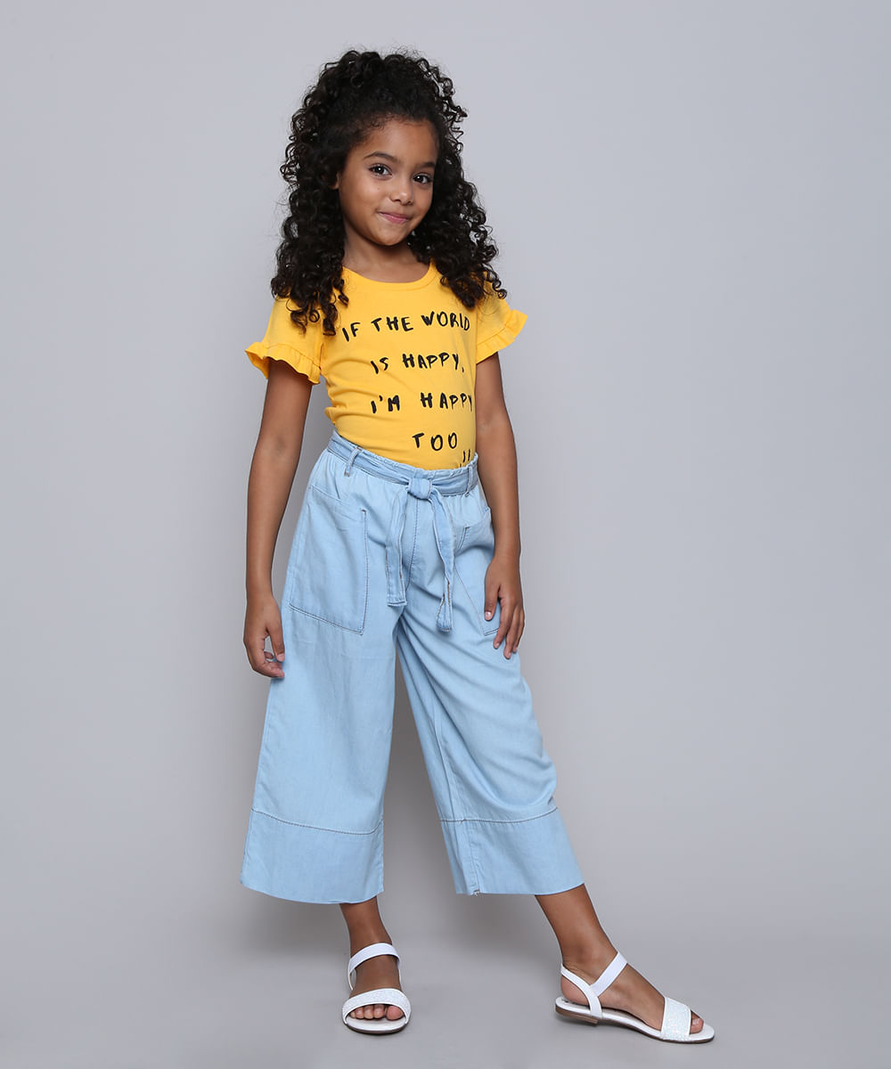 madman Basement Wild Calça Jeans Infantil Pantacourt com Bolsos e Faixa para Amarrar Azul Claro  - CeA | Moda Feminina, Masculina, Infantil, Celulares e Beleza