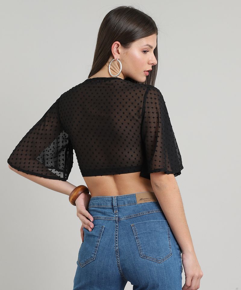 Camisa-Feminina-Cropped-Texturizada-Manga-Curta-Preta-9612678-Preto_2