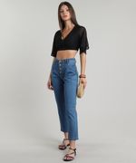 Camisa-Feminina-Cropped-Texturizada-Manga-Curta-Preta-9612678-Preto_3