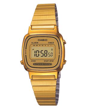 relógio casio visor digital vintage LA670WGA-9 dourado