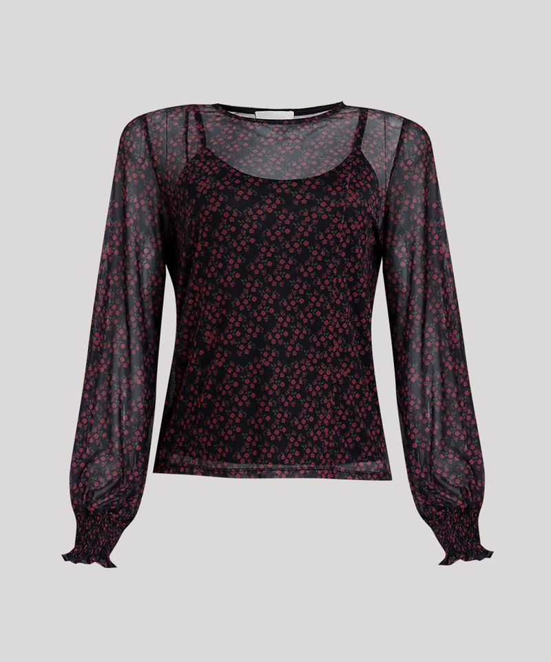 Blusa-Feminina-Mindset-Estampada-Floral-em-Tule-Manga-Longa-Decote-Redondo-Preta-9719509-Preto_5