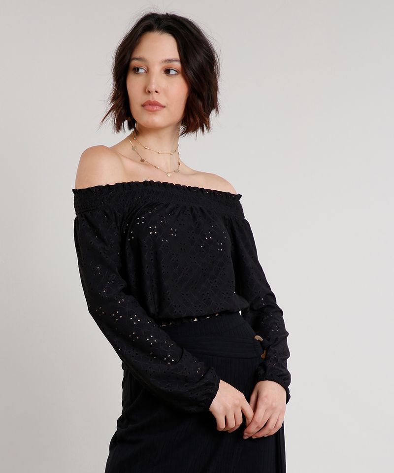 Blusa-Feminina-Ombro-a-Ombro-em-Laise-Manga-Longa--Preta-9641318-Preto_1
