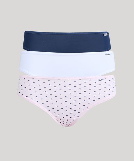 Kit de 3 Calcinhas DelRio Biquíni Multicor
