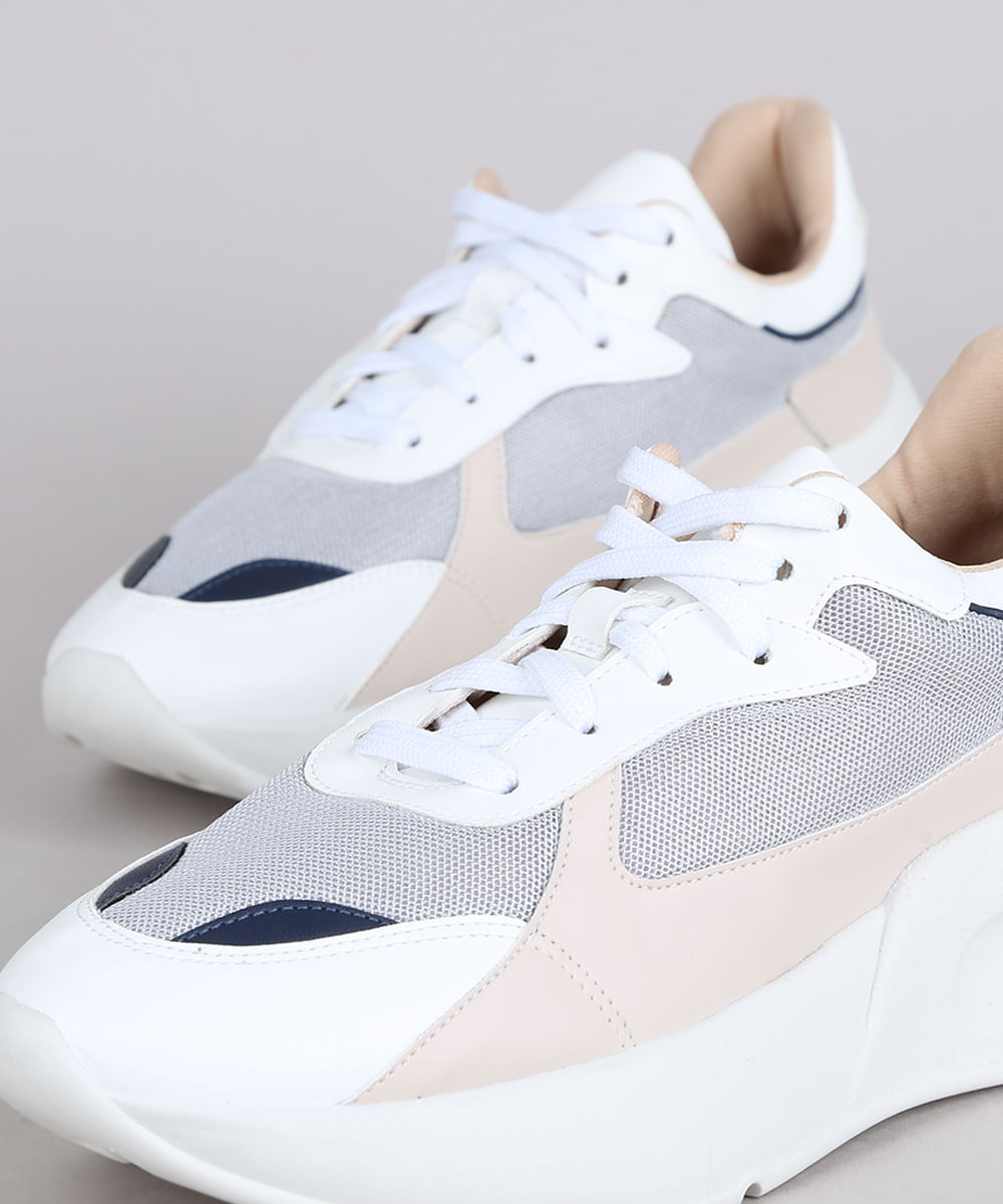 Tênis Feminino Mindset Chunky Esportivo com Recortes Branco