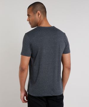 Camiseta Masculina Tal Pai Tal Filho Básica Mescla Manga Curta Gola Portuguesa Cinza Mescla Escuro