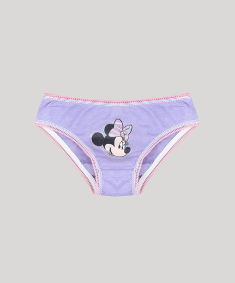Kit de 3 Calcinhas Infantis Minnie Multicor