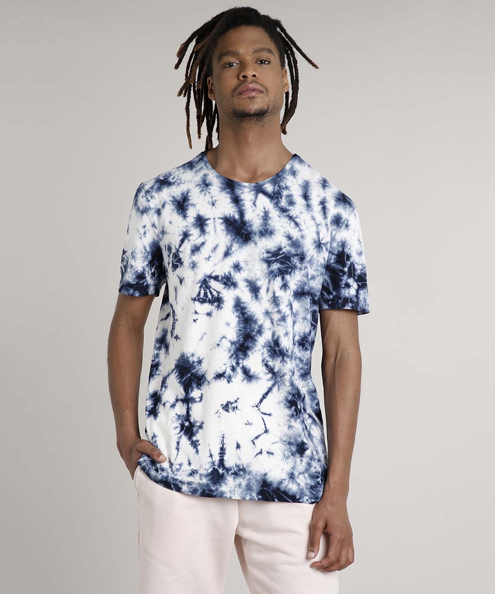 C&A Camiseta Estampada Tie Dye Super Saiyajin Manga Curta Gola Careca Preta  