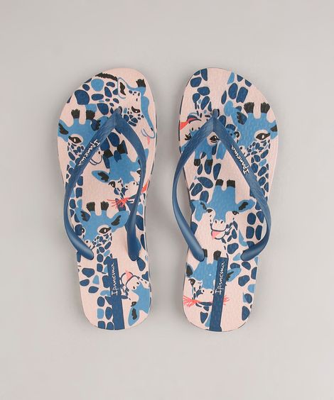 Chinelo Feminino Ipanema Everyday Estampado de Girafas Bege