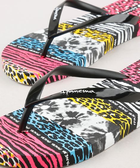 Chinelo Feminino Ipanema Animal Print com Mix de Estampa Branco