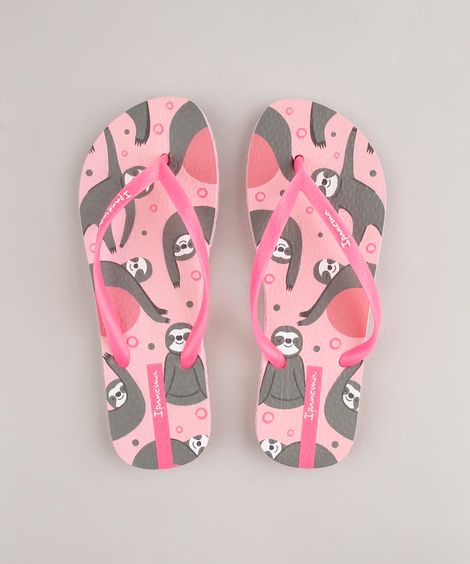 Chinelo Feminino Ipanema Feelings Estampado Bicho-Preguiça  Rosa