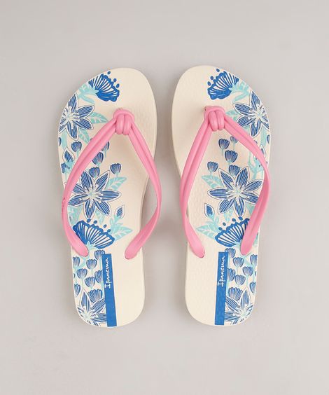 Chinelo Feminino Ipanema Elo Estampado Floral Bege