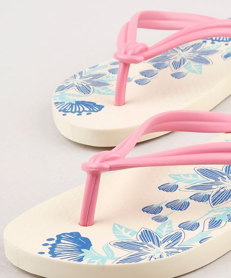 Chinelo Feminino Ipanema Elo Estampado Floral Bege