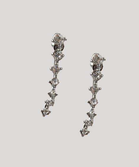Brinco Feminino Folheado com Strass Prateado