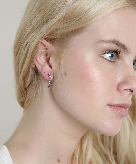Brinco Feminino Folheado com Strass Prateado