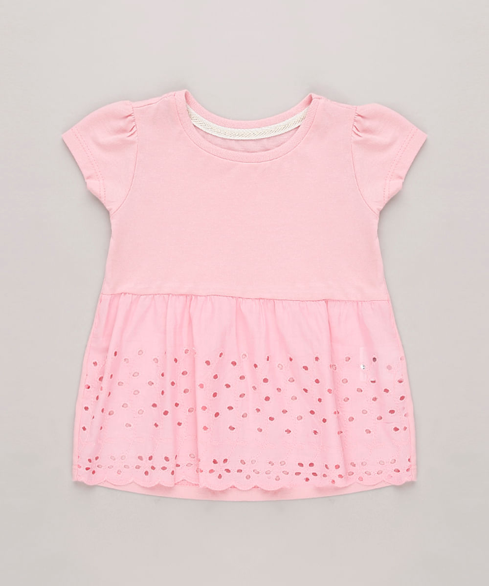 Blusa-Infantil-com-Laise-Manga-Curta-Rosa-9669323-Rosa_1