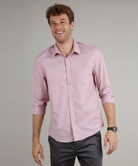 camisa comfort manga longa rosa
