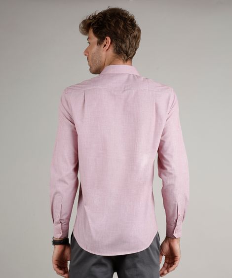camisa comfort manga longa rosa