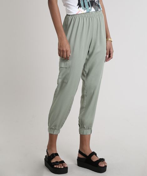 Calça Feminina Jogger Cargo Verde Militar