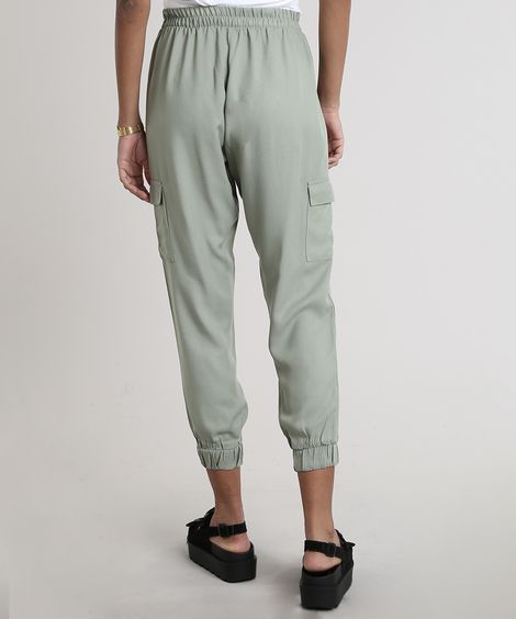 Calça Feminina Jogger Cargo Verde Militar