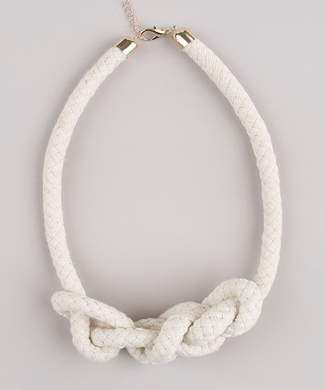 Colar Feminino em Corda com Nó Bege