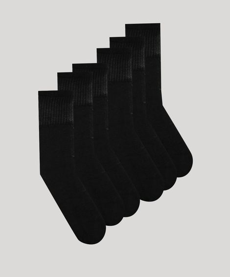 Kit de 6 Meias Masculinas Cano Alto Preto