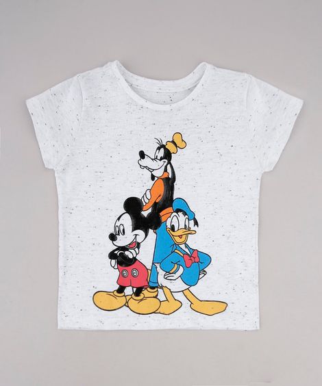 Camiseta Infantil Mickey Manga Curta Off White