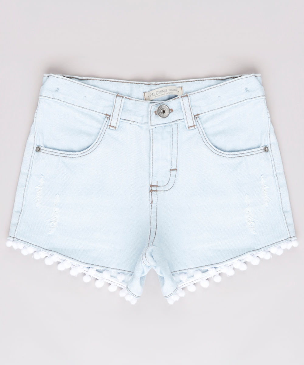 Short-Jeans-Infantil-com-Puidos-e-Pompom-Azul-Claro-9743124-Azul_Claro_1