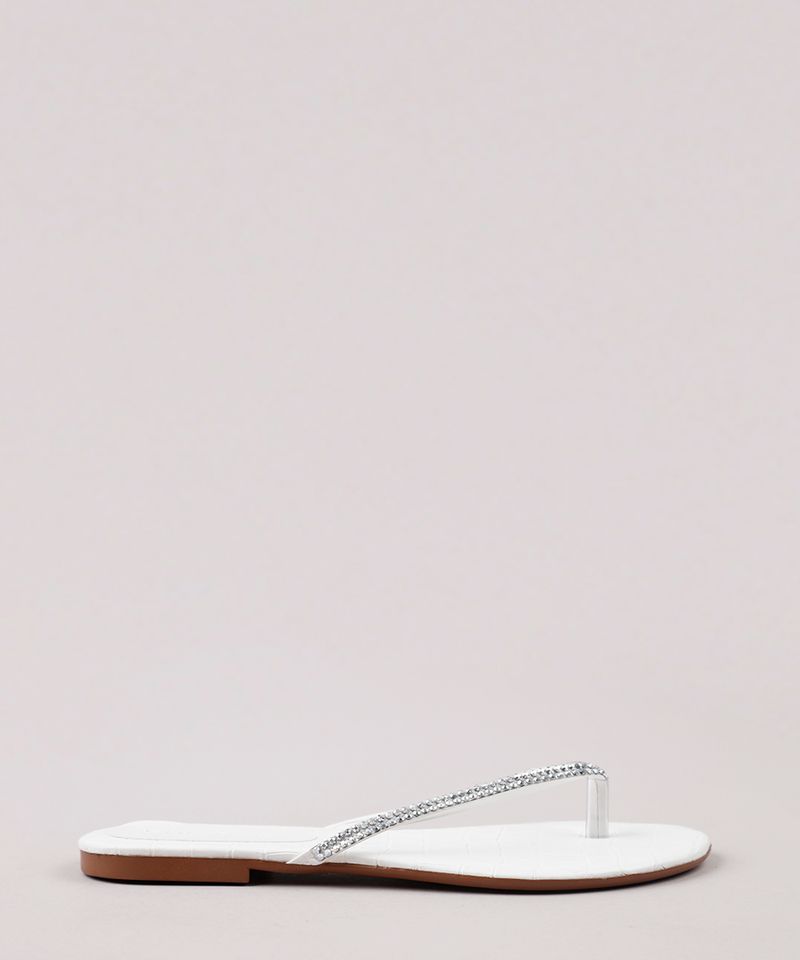 Rasteira-Feminina-Oneself-Texturizada-Croco-com-Strass-Branca-9721512-Branco_1