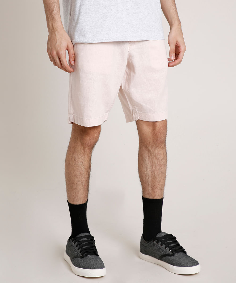Bermuda-Masculina-Reta-com-Linho-e-Cordao-Rosa-Claro-9776013-Rosa_Claro_1