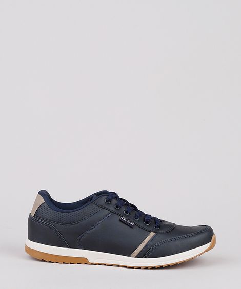 Sapatênis Masculino Ollie com Recortes Azul Marinho