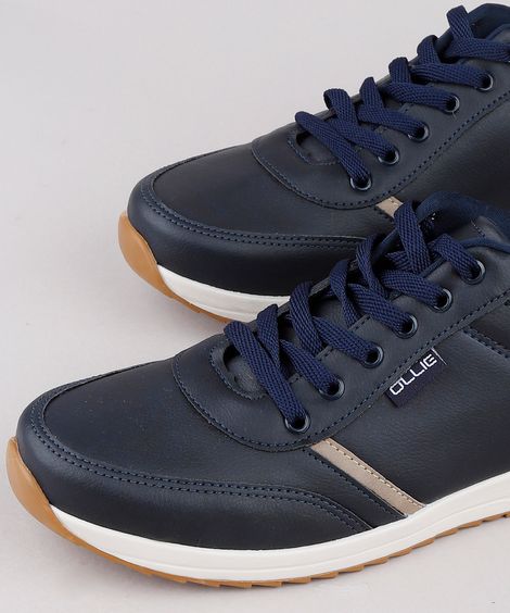Sapatênis Masculino Ollie com Recortes Azul Marinho