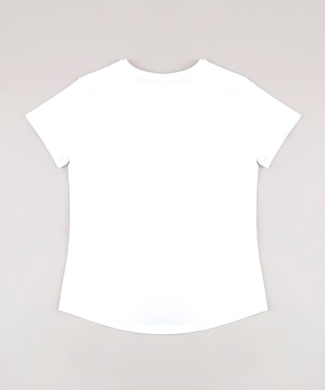 Blusa Juvenil Gato com Óculos Manga Curta Branca
