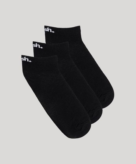 Kit de 3 Meias Masculinas Mash Cano Baixo  Preto