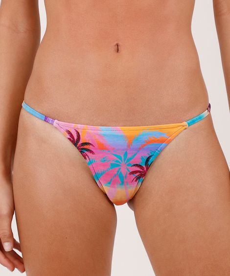 Biquíni Calcinha Blueman Tanga Estampado Poente Tropical com Proteção UV50+ Azul