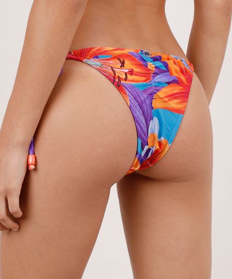 Biquíni Calcinha Blueman Tanga Tal Mãe Tal Filha Levanta Bumbum Floral Tropical com Proteção UV50+ Azul
