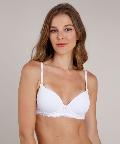 Sutiã Base Microfibra com Detalhe em Renda Branco