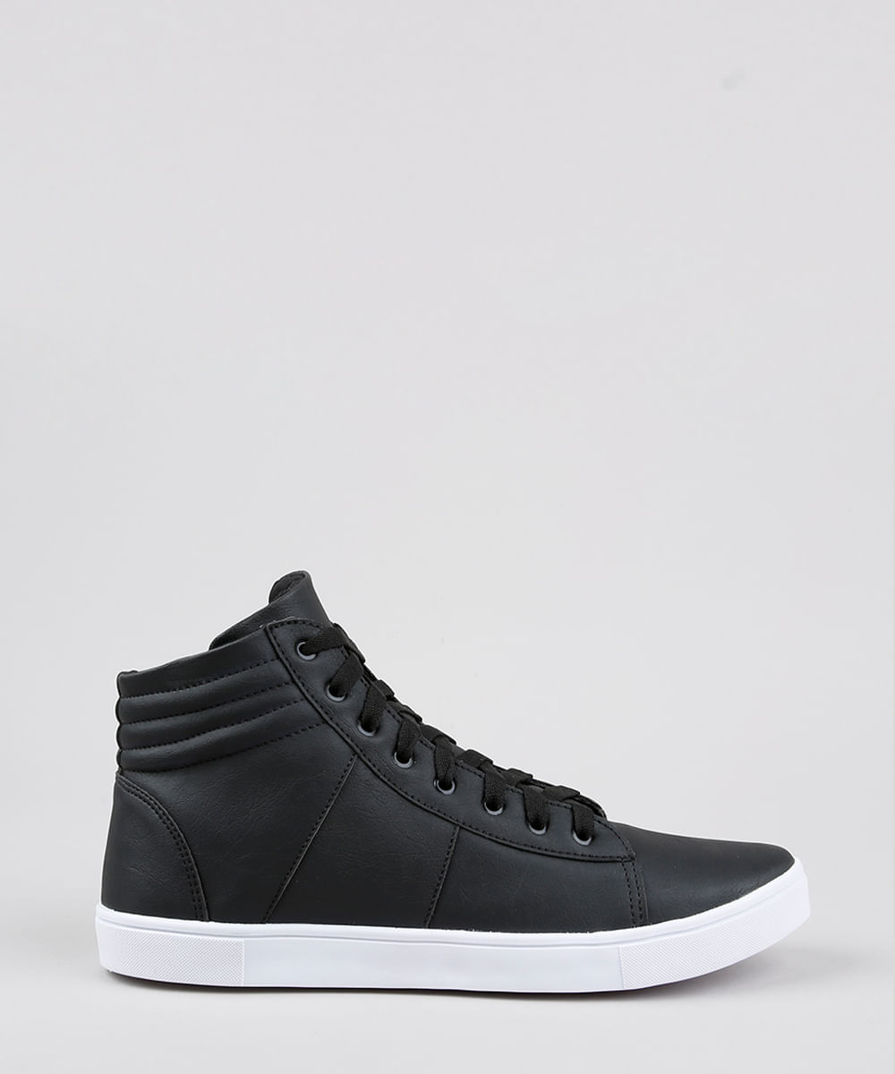 Tênis Masculino Oneself Cano Alto com Recortes Preto Menor preço em Tênis Masculino Oneself Cano Alto com Recortes Preto