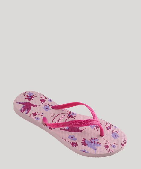 Chinelo Havaianas Feminino Fantasia Sunny Estampado Beija-Flor Rosa Claro