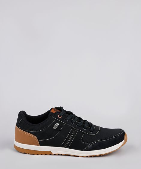 Sapatênis Masculino Ollie com Recortes Preto