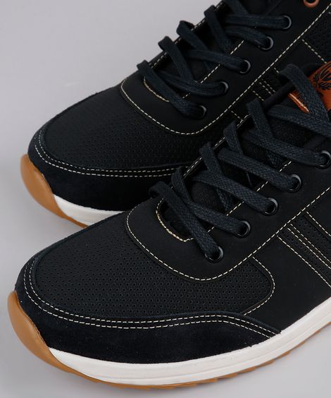 Sapatênis Masculino Ollie com Recortes Preto