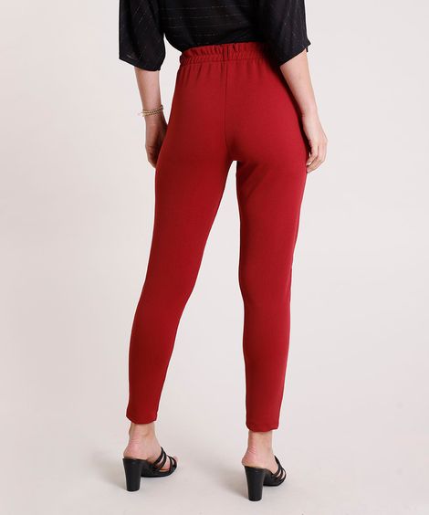 Calça Feminina Básica Alfaiatada Cintura Média Vinho